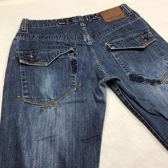 BLUE GURU Jeans Men 36/34 (34x32 actual) Blue Wide Leg Denim Flap Pocket - Picture 9 of 16